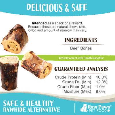 Show full view: Raw Paws Smoked Beef Marrow 3 to 4-inch Dog Bones, 8 count slide 4 of 7