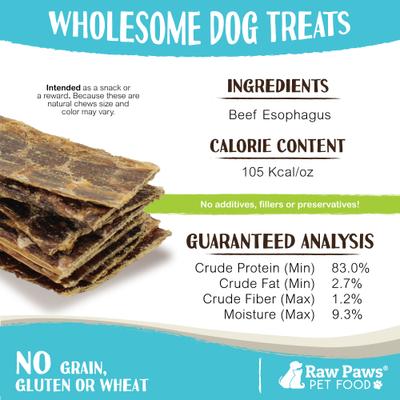 Show full view: Raw Paws Beef Esophagus 6-inch Dog Chews, 40 count slide 4 of 7