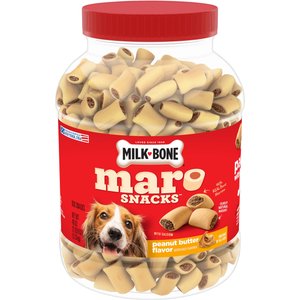 Milk-Bone MaroSnacks Peanut Butter Flavor with Bone Marrow Crunchy Dog Treats, 40-oz tub