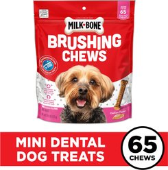 Milk-Bone Brushing Chews Mini Original Chicken Flavor Daily Dental Dog Treats, 65 count slide 2 of 7
