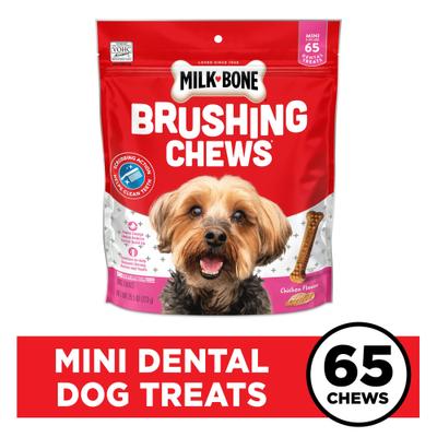 Show full view: Milk-Bone Original Brushing Chews Mini Chicken Flavor Daily Dental Dog Treats, 65 count slide 4 of 12
