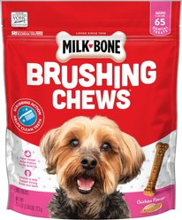 Milk-Bone Original Brushing Chews Mini Chicken Flavor Daily Dental Dog Treats, 65 count