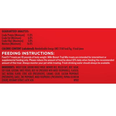 Show full view: Milk-Bone Trail Mix with Real Beef & Sweet Potato Chewy & Crunchy Dog Treats, 20-oz bag slide 8 of 10