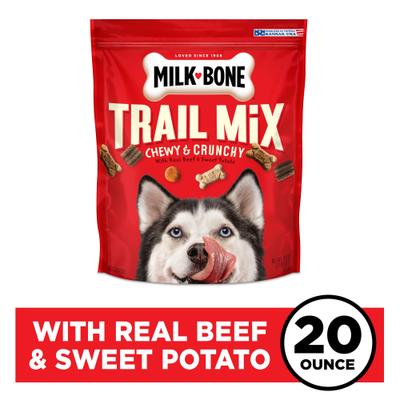 Show full view: Milk-Bone Trail Mix with Real Beef & Sweet Potato Chewy & Crunchy Dog Treats, 20-oz bag slide 3 of 10