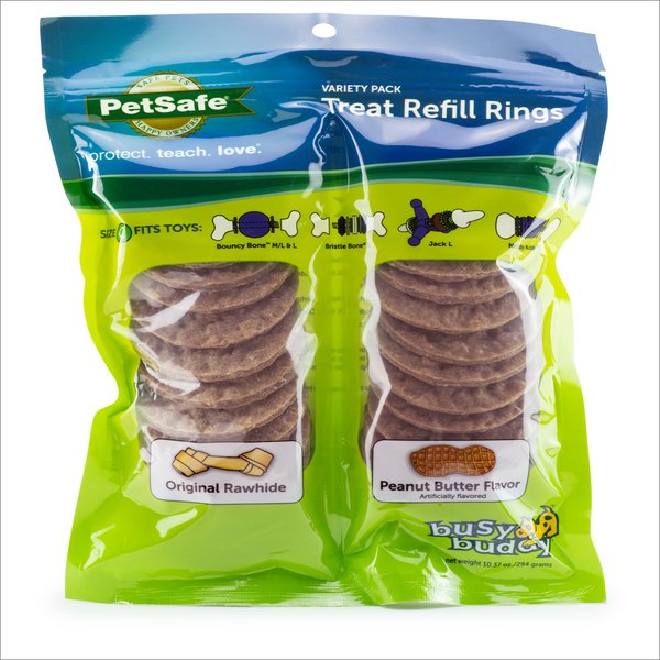 PetSafe Busy Buddy Peanut Butter & Rawhide Variety Pack Refill Rings Dog Treat