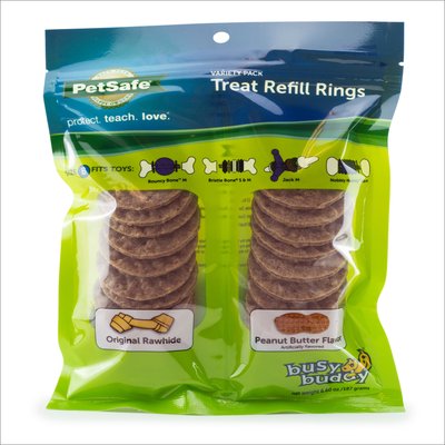 PetSafe PetSafe Busy Buddy Peanut Butter & Rawhide Variety Pack Refill Rings Dog Treat, 24 count, Medium