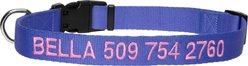 GoTags Nylon Personalized Dog Collar, Lavender, Small: 11 to 16-in neck, 5/8-in wide