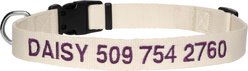 GoTags Nylon Personalized Dog Collar, Beige, Medium: 14 to 20-in neck, 3/4-in wide