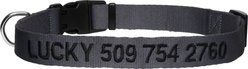 GoTags Nylon Personalized Dog Collar, Charcoal, Small: 11 to 16-in neck, 5/8-in wide