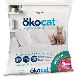 Okocat Multi-Cat Premium Clumping Wood Unscented Cat Litter, 26-lb bag