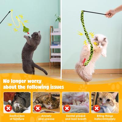 Show full view: Fashion's Talk Mesh & Crinkle Plush Snake Interactive Play Teaser Wand Cat Toy, Multicolor, 2 count slide 6 of 7