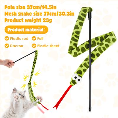 Show full view: Fashion's Talk Mesh & Crinkle Plush Snake Interactive Play Teaser Wand Cat Toy, Multicolor, 2 count slide 5 of 7