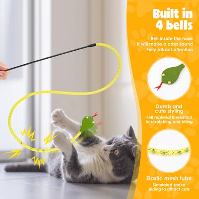 Show full view: Fashion's Talk Mesh & Crinkle Plush Snake Interactive Play Teaser Wand Cat Toy, Multicolor, 2 count slide 3 of 7