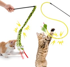 Fashion's Talk Mesh & Crinkle Plush Snake Interactive Play Teaser Wand Cat Toy, Multicolor, 2 count