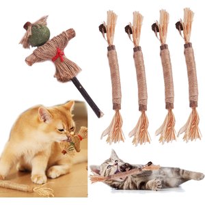 Fashion's Talk Scarecrow Silvervine Teething Sticks Chew Cat Toy with Catnip, Multicolor, 5 count