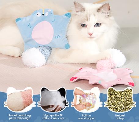 Show full view: Fashion's Talk Flying Squirrel Plush Kicker Chew Cat Toy with Catnip Crinkles, Pink/Blue, 2 count slide 2 of 5