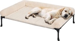 Veehoo Cooling Orthopedic Elevated Dog Bed with Removable Fluffy Plush Pillow Cushion, White, Large
