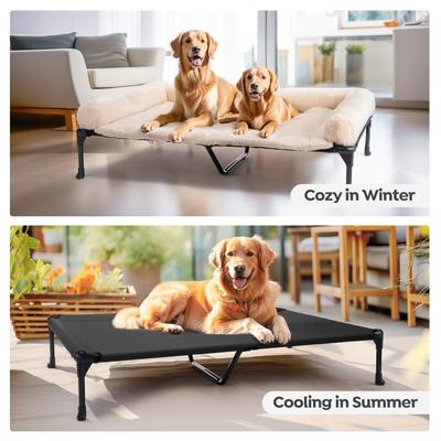 Show full view: Veehoo Cooling Orthopedic Elevated Dog Bed with Removable Fluffy Plush Pillow Cushion, White, XX-Large slide 6 of 8