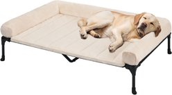 Veehoo Cooling Orthopedic Elevated Dog Bed with Removable Fluffy Plush Pillow Cushion, White, X-Large