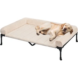 Veehoo Cooling Orthopedic Elevated Dog Bed with Removable Fluffy Plush Pillow Cushion, White, X-Large