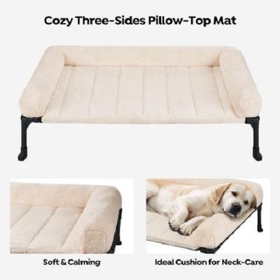 Show full view: Veehoo Cooling Orthopedic Elevated Dog Bed with Removable Fluffy Plush Pillow Cushion, White, XX-Large slide 5 of 8