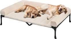 Veehoo Cooling Orthopedic Elevated Dog Bed with Removable Fluffy Plush Pillow Cushion, White, XX-Large