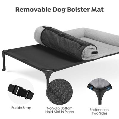 Show full view: Veehoo Cooling Orthopedic Elevated Dog Bed with Removable Fluffy Plush Pillow Cushion, Grey, X-Large slide 3 of 7