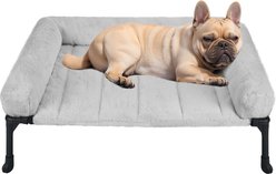 Veehoo Cooling Orthopedic Elevated Dog Bed with Removable Fluffy Plush Pillow Cushion, Grey, Medium