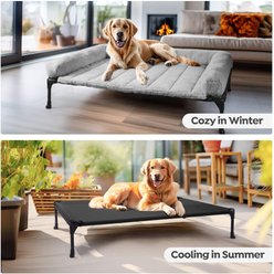 Veehoo Cooling Orthopedic Elevated Dog Bed with Removable Fluffy Plush Pillow Cushion, Grey, Large slide 2 of 6