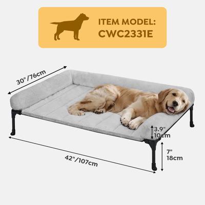 Show full view: Veehoo Cooling Orthopedic Elevated Dog Bed with Removable Fluffy Plush Pillow Cushion, Grey, Large slide 2 of 7