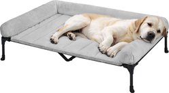 Veehoo Cooling Orthopedic Elevated Dog Bed with Removable Fluffy Plush Pillow Cushion, Grey, X-Large