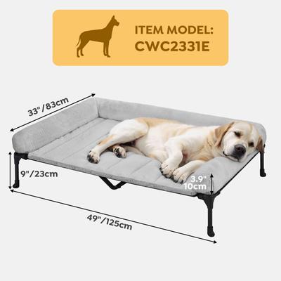 Show full view: Veehoo Cooling Orthopedic Elevated Dog Bed with Removable Fluffy Plush Pillow Cushion, Grey, X-Large slide 2 of 7