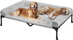 Veehoo Cooling Orthopedic Elevated Dog Bed with Removable Fluffy Plush Pillow Cushion, Grey, XX-Large