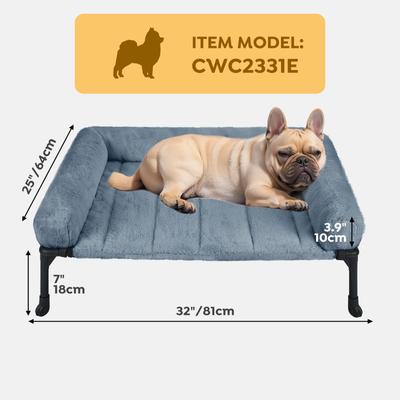 Show full view: Veehoo Cooling Orthopedic Elevated Dog Bed with Removable Fluffy Plush Pillow Cushion, Haze Blue, Medium slide 3 of 8