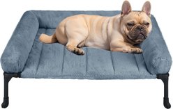 Veehoo Cooling Orthopedic Elevated Dog Bed with Removable Fluffy Plush Pillow Cushion, Haze Blue, Medium