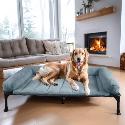 Show full view: Veehoo Cooling Orthopedic Elevated Dog Bed with Removable Fluffy Plush Pillow Cushion, Haze Blue, X-Large slide 6 of 7
