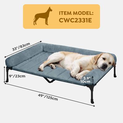 Show full view: Veehoo Cooling Orthopedic Elevated Dog Bed with Removable Fluffy Plush Pillow Cushion, Haze Blue, X-Large slide 2 of 7