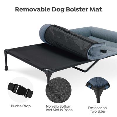 Show full view: Veehoo Cooling Orthopedic Elevated Dog Bed with Removable Fluffy Plush Pillow Cushion, Haze Blue, XX-Large slide 3 of 7