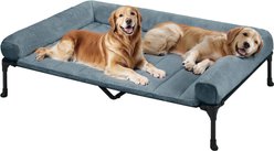 Veehoo Cooling Orthopedic Elevated Dog Bed with Removable Fluffy Plush Pillow Cushion, Haze Blue, XX-Large