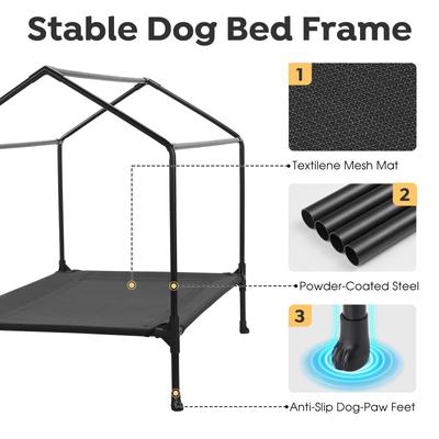 Show full view: Veehoo 2-in-1 Indoor & Outdoor Elevated Cot Bed Dog House, Sky Grey, Sky Grey, Large slide 3 of 8