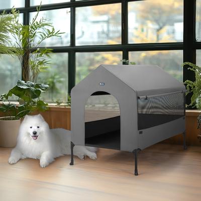 Show full view: Veehoo 2-in-1 Indoor & Outdoor Elevated Cot Bed Dog House, Sky Grey, Sky Grey, Large slide 8 of 8
