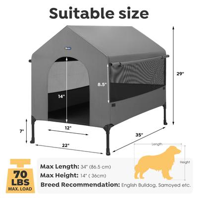 Show full view: Veehoo 2-in-1 Indoor & Outdoor Elevated Cot Bed Dog House, Sky Grey, Sky Grey, Large slide 2 of 8