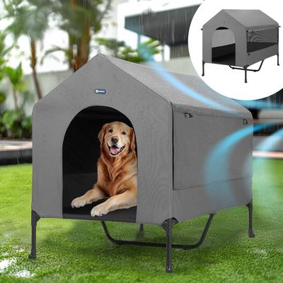 Show full view: Veehoo 2-in-1 Indoor & Outdoor Elevated Cot Bed Dog House, Sky Grey, Sky Grey, XX-Large slide 6 of 7