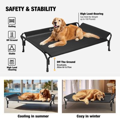 Show full view: Veehoo Guardrail Elevated Dog Bed, Black, Large slide 3 of 6
