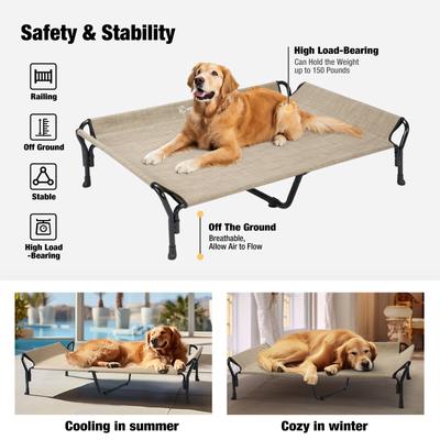 Show full view: Veehoo Guardrail Elevated Dog Bed, Beige Coffee, X-Large slide 4 of 5