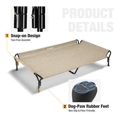 Show full view: Veehoo Guardrail Elevated Dog Bed, Beige Coffee, XX-Large slide 5 of 7