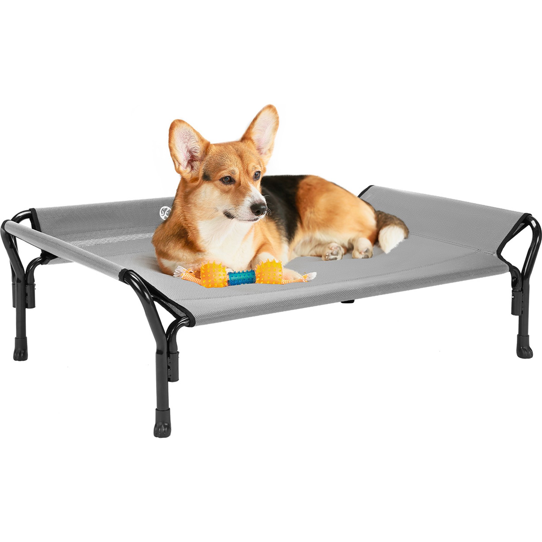 Veehoo Guardrail Elevated Dog Bed, Sky Grey, Medium