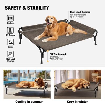 Show full view: Veehoo Guardrail Elevated Dog Bed, Brown, Large slide 4 of 7