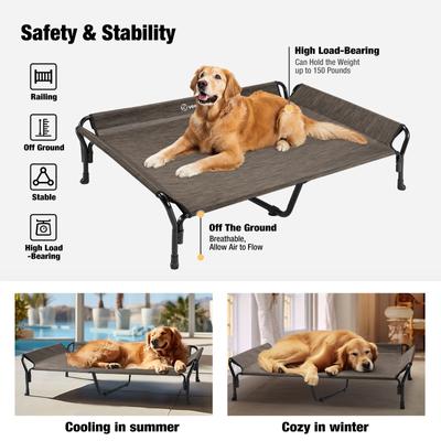 Show full view: Veehoo Guardrail Elevated Dog Bed, Brown, X-Large slide 4 of 5