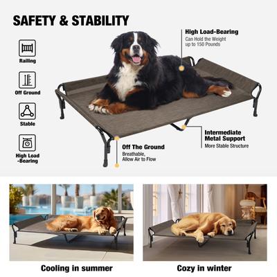 Show full view: Veehoo Guardrail Elevated Dog Bed, Brown, XX-Large slide 3 of 6